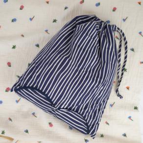 Pochette lingerie rayé ivoire marine