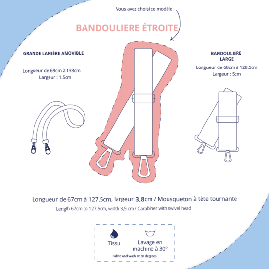 Bandoulière étroite toile de biche