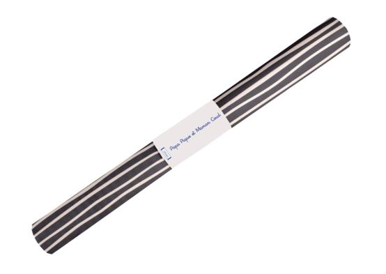 Coupon tissu enduit de 35cm  rayé ivoire marine