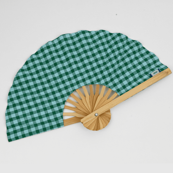Eventail vichy vert menthe