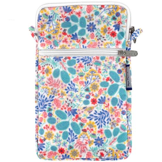 Pochette téléphone matelassée champêtre bleuté