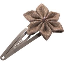 Barrette clic-clac fleur étoile lin cuivré