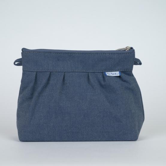 Pochette plissée jean enduit intérieur