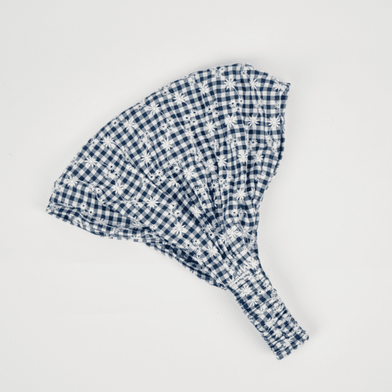 Bandeau fichu Adulte vichy brodé marine
