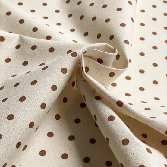 Tissu coton au mètre ex2657 pois écru chocolat