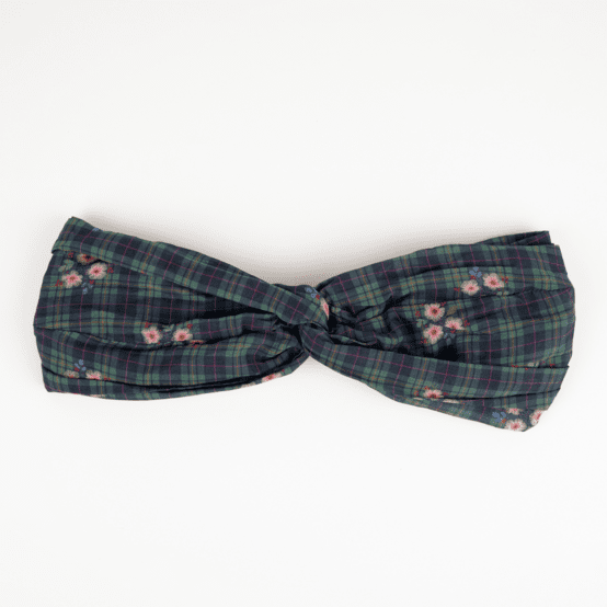 Bandeau croisé tartan fleuri