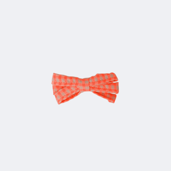Barrette ruban petit  vichy orange fluo