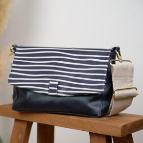 Rabat sac compagnon rayé ivoire marine