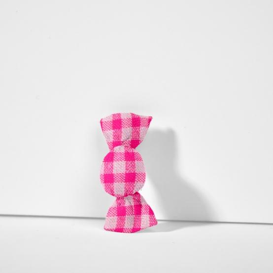 Petite barrette mini bonbon vichy rose fluo