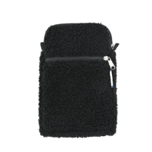 Pochette téléphone matelassée moumoute noire