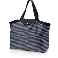 Grand sac cabas en tissu rayé argent marine