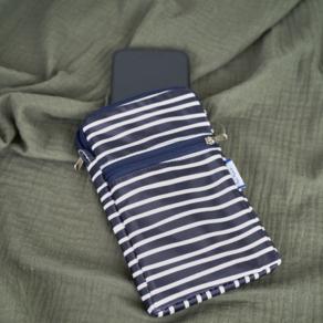 Pochette téléphone matelassée rayé ivoire marine