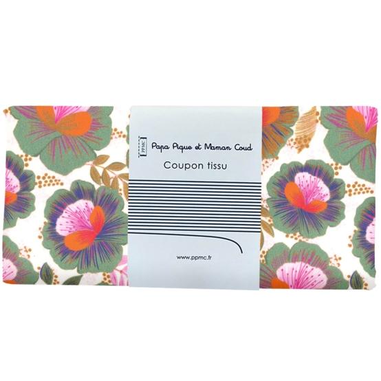 Coupon tissu 50 cm fleur de thé