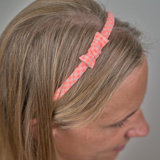 Serre-tête fin vichy orange fluo