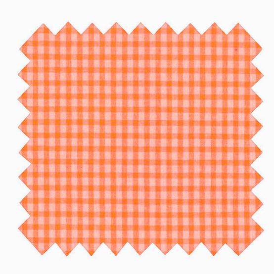 Tissu coton au mètre vichy orange fluo