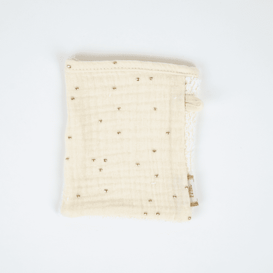 Mini-Gant Démaquillant gaze pois or écru