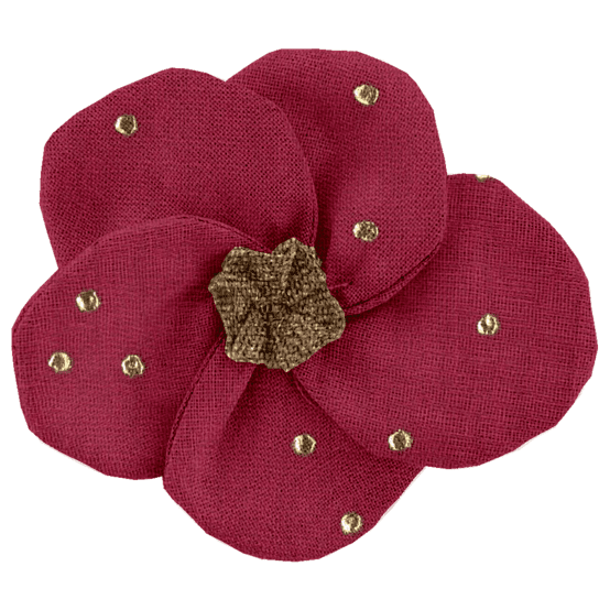 Petite Barrette Pétales de Fleur gaze pois or grenat