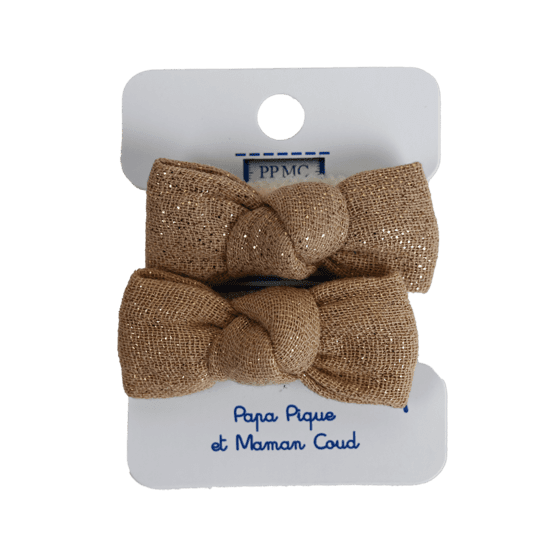 Elastiques Mousse Petit Noeud gaze pailletée camel