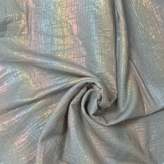 Tissu ex2423 double gaze pailletée arc en ciel