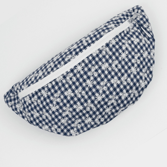 Petit sac banane vichy brodé marine