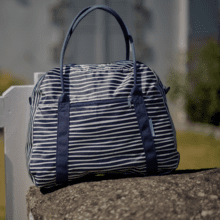 Sac bowling rayé ivoire marine