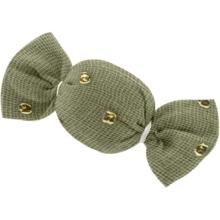 Petite barrette mini bonbon gaze pois or vert amande