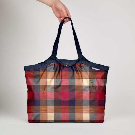 Sac cabas moyen tartan lurex rubis