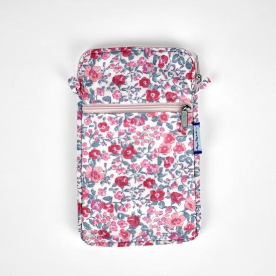 Pochette téléphone matelassée rose grenadine