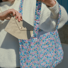 Pochette enveloppe moyenne lin doré