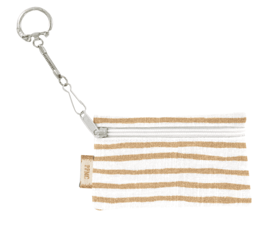 Pochette porte-clés rayé or blanc