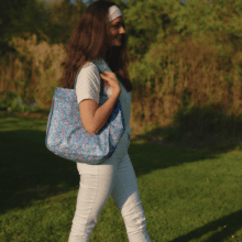 Sac cabas shopping pastel fleuri