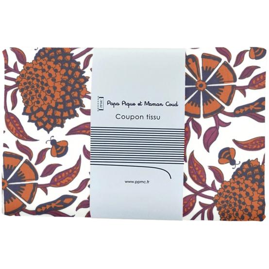 Coupon tissu 1 m ex2611 indienne fleurie caramel