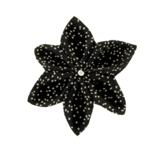 Barrette fleur étoile 4 noir pailleté