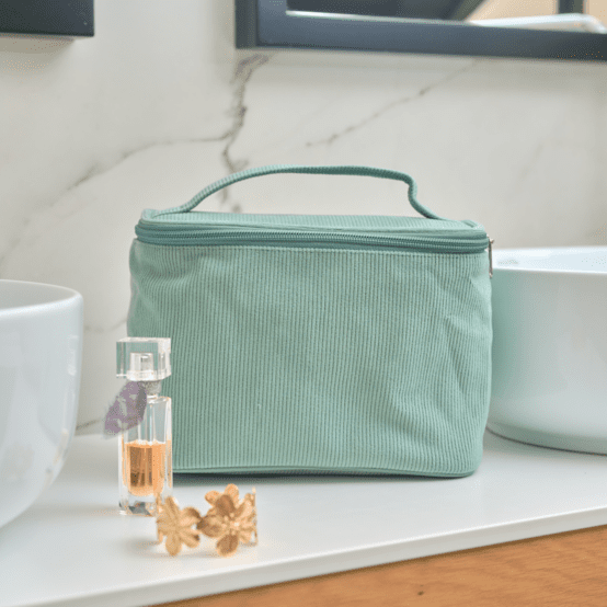 Vanity grand velours côtelé vert lagon