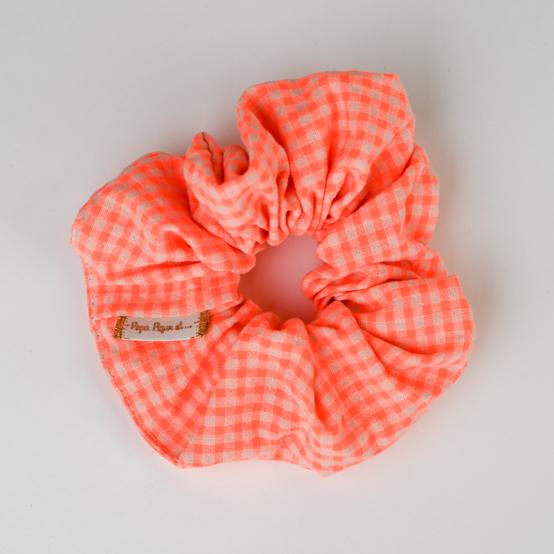 Chouchou vichy orange fluo