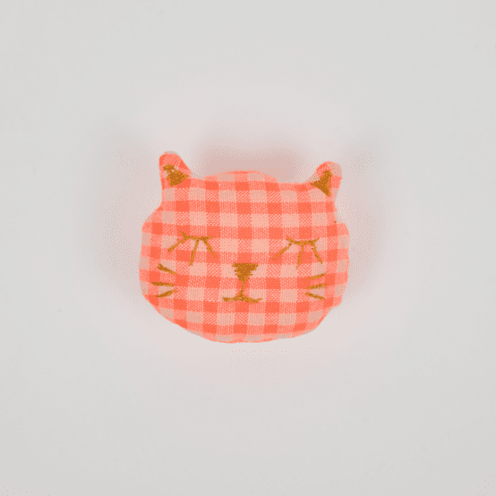 Barrette miaou vichy orange fluo