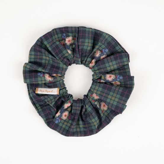 Chouchou tartan fleuri