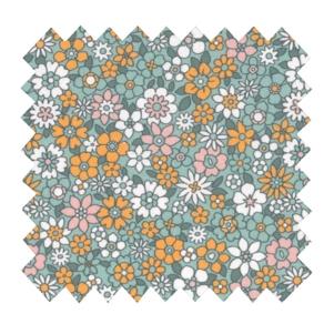 Tissu coton au mètre ex2503 fleuri retro lichen