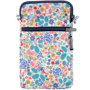 Pochette téléphone matelassée champêtre bleuté