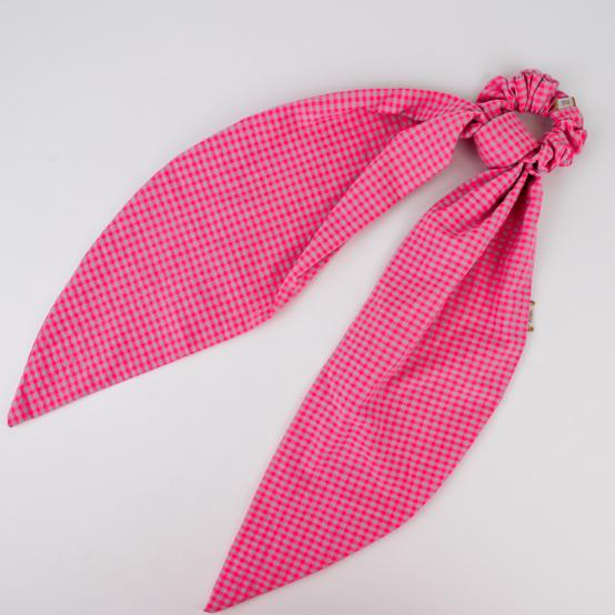 Foulchie long vichy rose fluo