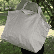 Grand sac cabas en tissu lin doré