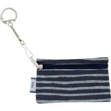 Pochette porte-clés rayé argent marine