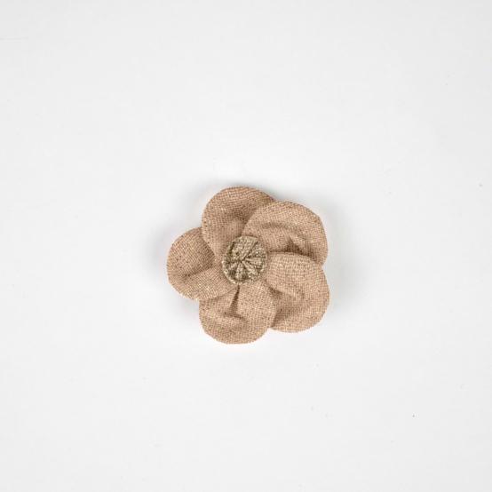 Mini Barrette Pétales de Fleur gaze pailletée camel
