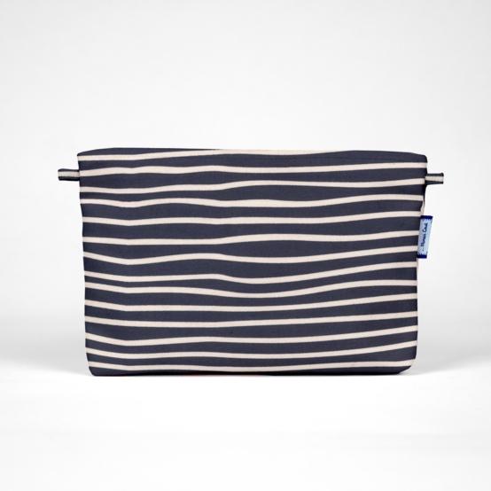 Pochette tissu rayé ivoire marine
