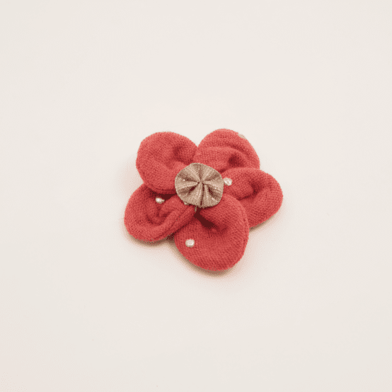 Mini Barrette Pétales de Fleur gaze pois or marsala