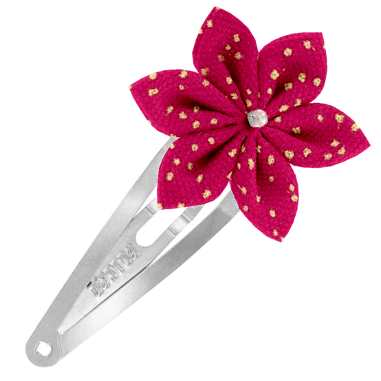 Barrette clic-clac fleur étoile fuchsia pailleté