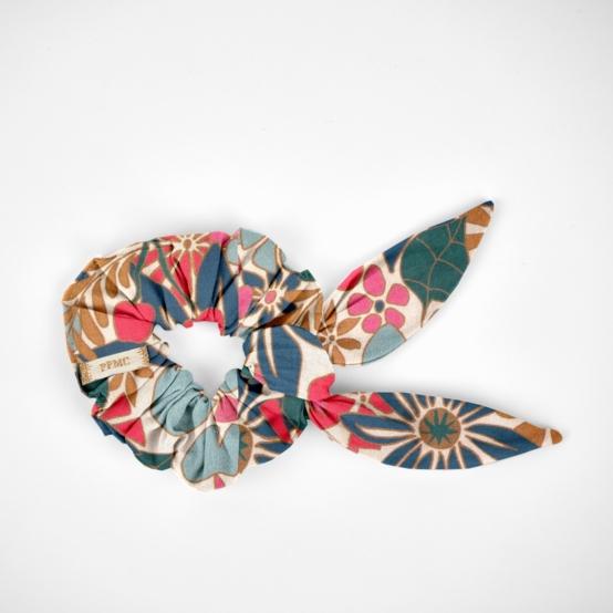 Chouchou nœud  cerise en fleur
