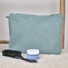 Trousse de toilette velours côtelé lichen
