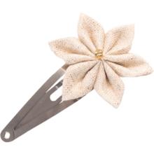 Barrette clic-clac fleur étoile  lin pailleté