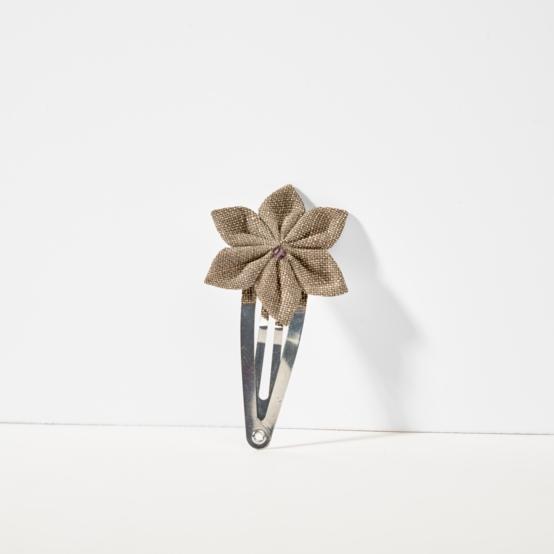 Barrette clic-clac fleur étoile lin cuivré